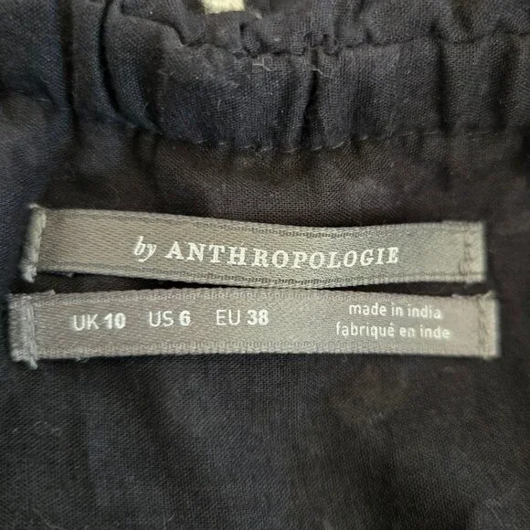 Anthropologie Marisol Off-Shoulder Embroidered Midi Dress Black/White Size US 6 - Picture 9 of 11